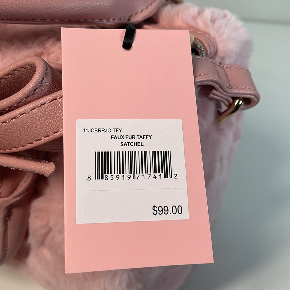 Juicy Couture Pink Faux Fur Taff Satchel Crossbody Bowling Bag - Picture 7 of 7